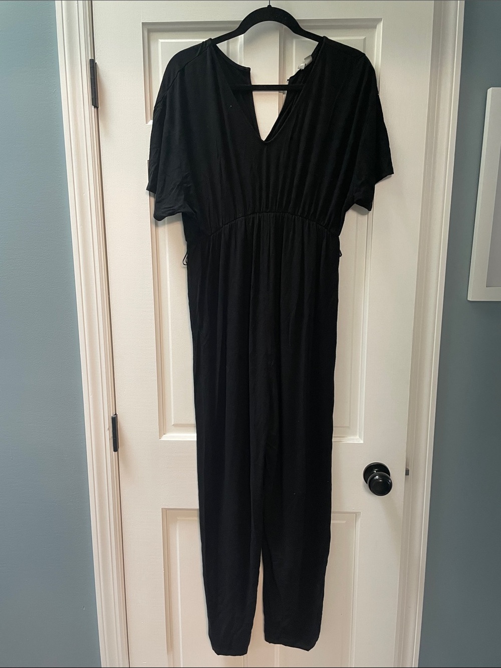 ASOS Black V-neck Short Sleeve Jumpsuit- Maternity